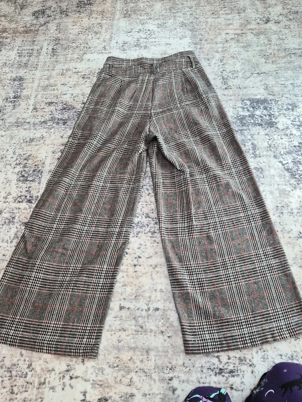 Cider Wide-Leg Glen Plaid Pants in Black & Gray